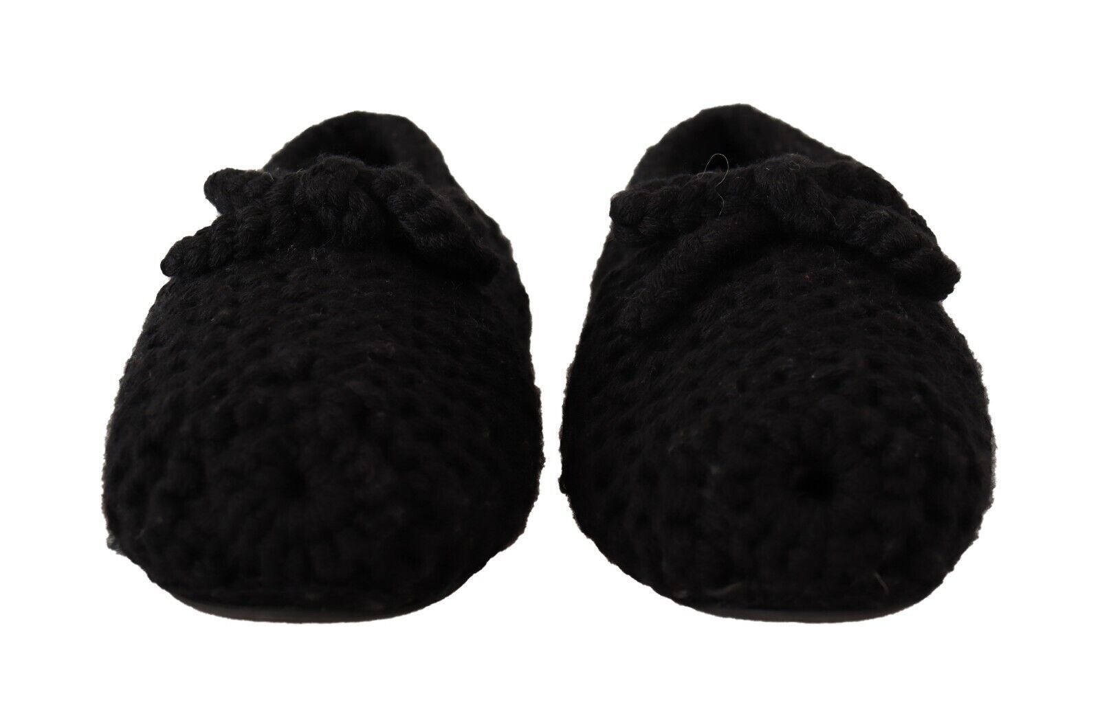 Dolce & Gabbana Schwarz Slip On Ballerina Flats Wolle stricken Schuhe