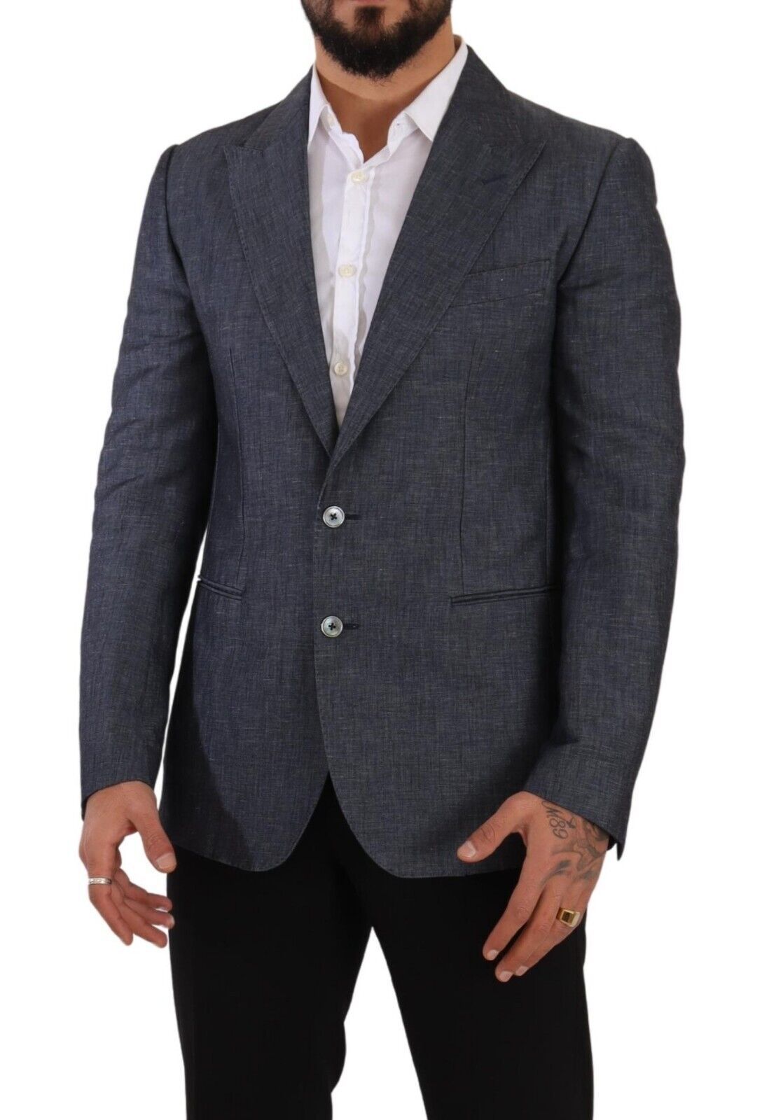 Dolce &amp; Gabbana Blue Linen-Cotton Jacket TAORMINA Blazer