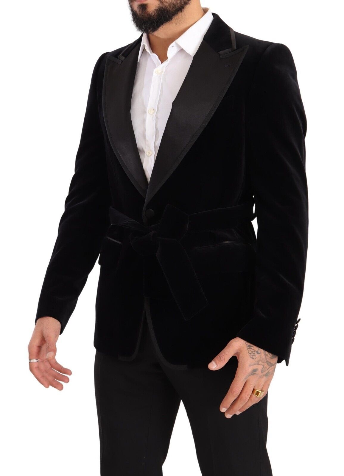 Dolce &amp; Gabbana Black single-breasted velvet one-button blazer