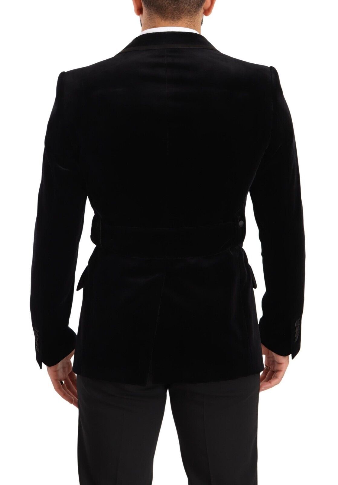 Dolce &amp; Gabbana Black single-breasted velvet one-button blazer