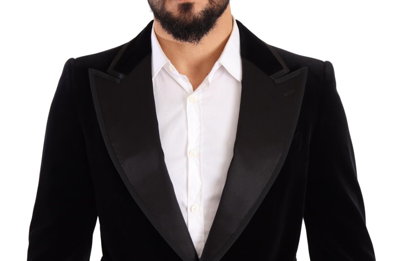 Dolce &amp; Gabbana Black single-breasted velvet one-button blazer
