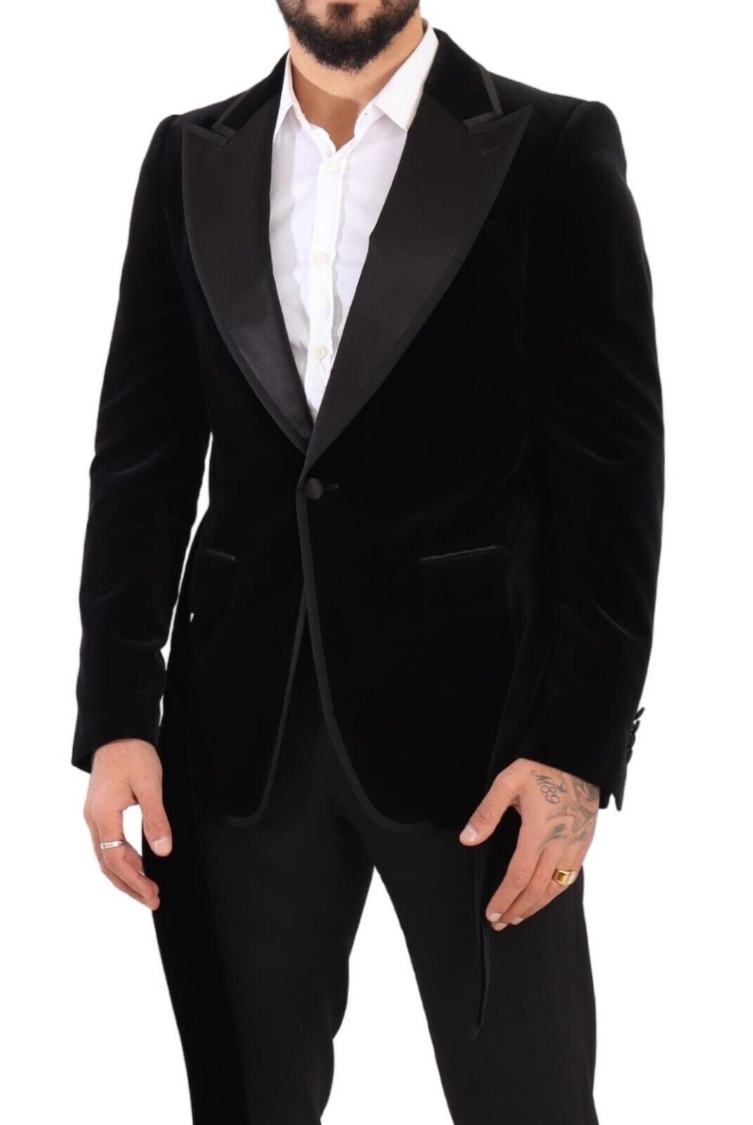 Dolce &amp; Gabbana Black single-breasted velvet one-button blazer