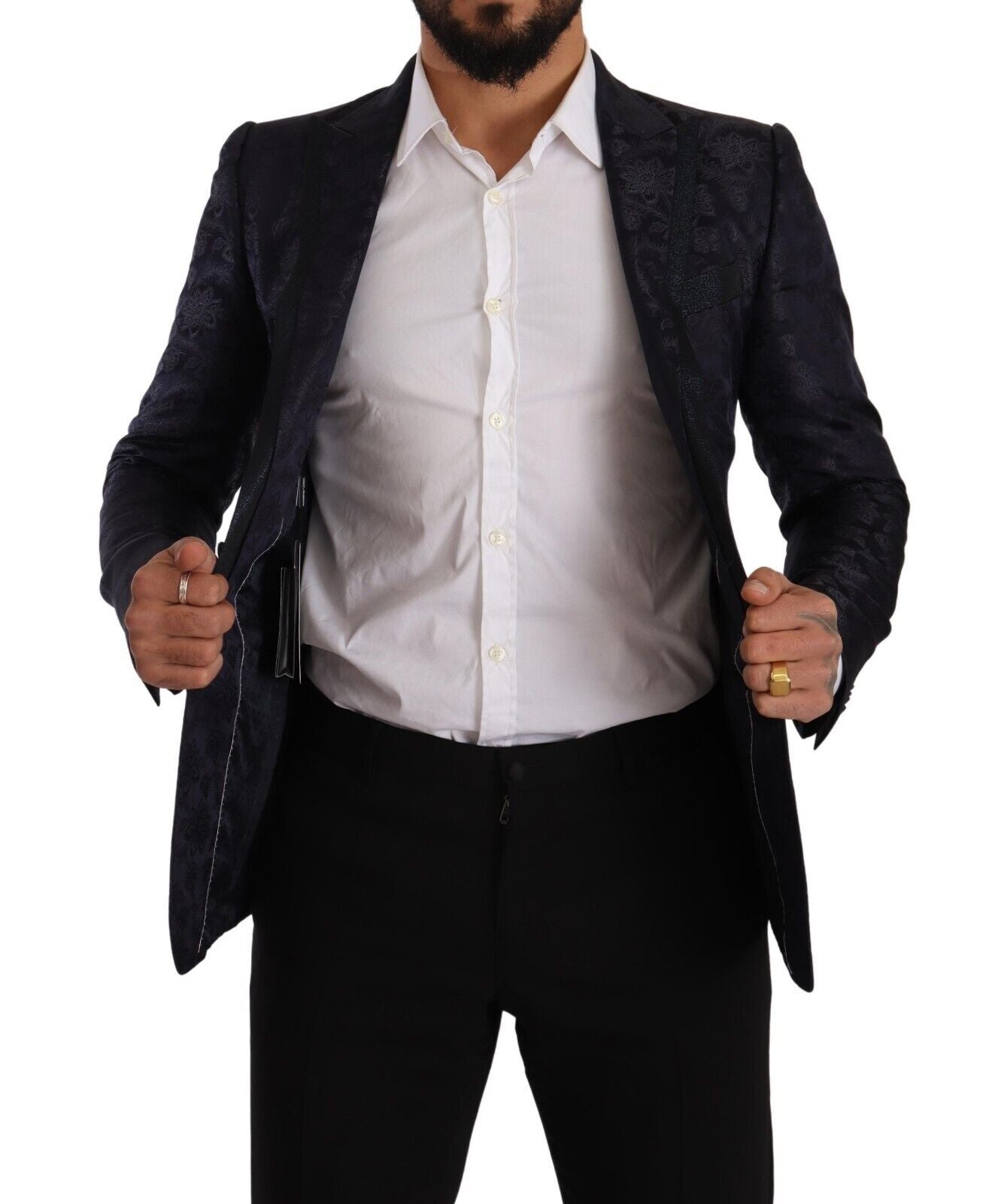 Dolce &amp; Gabbana Blue floral silk jacquard coat MARTINI Blazer