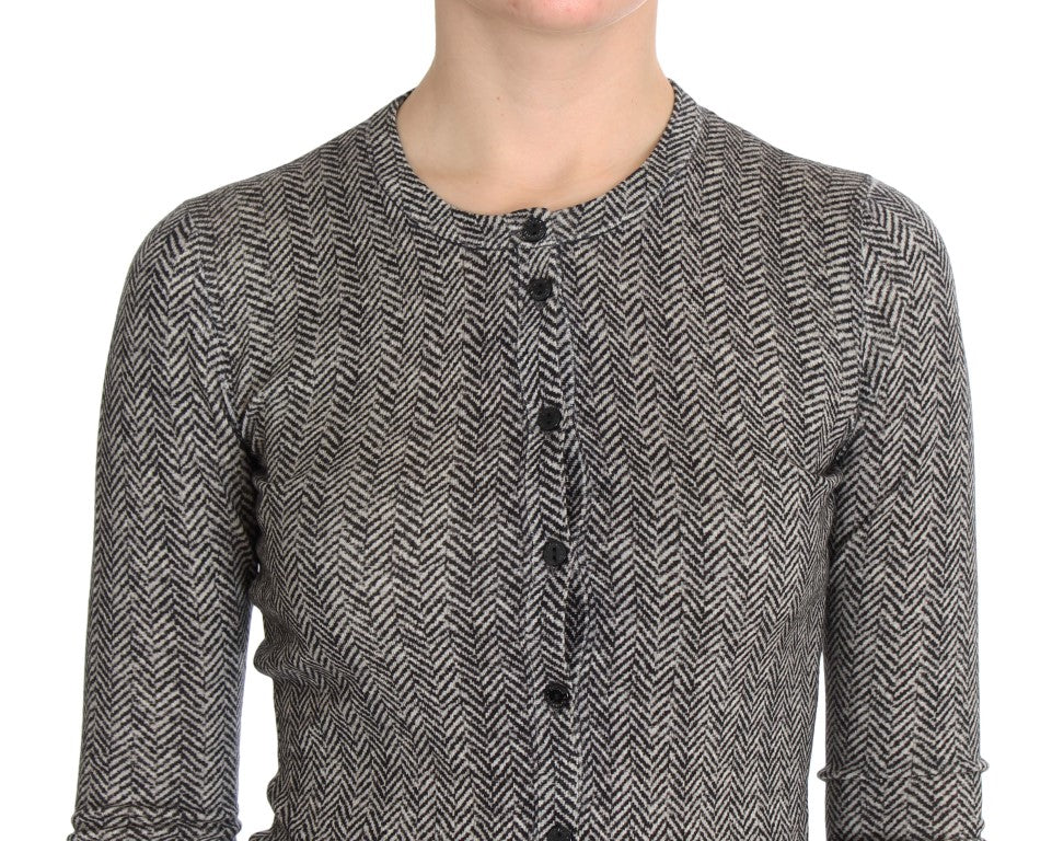 Dolce &amp; Gabbana Black and White Wool Top Cardigan Sweater