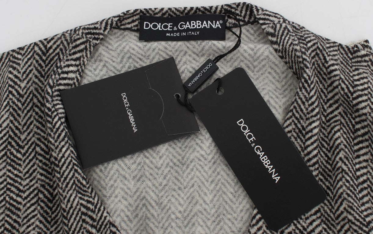 Dolce &amp; Gabbana Black and White Wool Top Cardigan Sweater