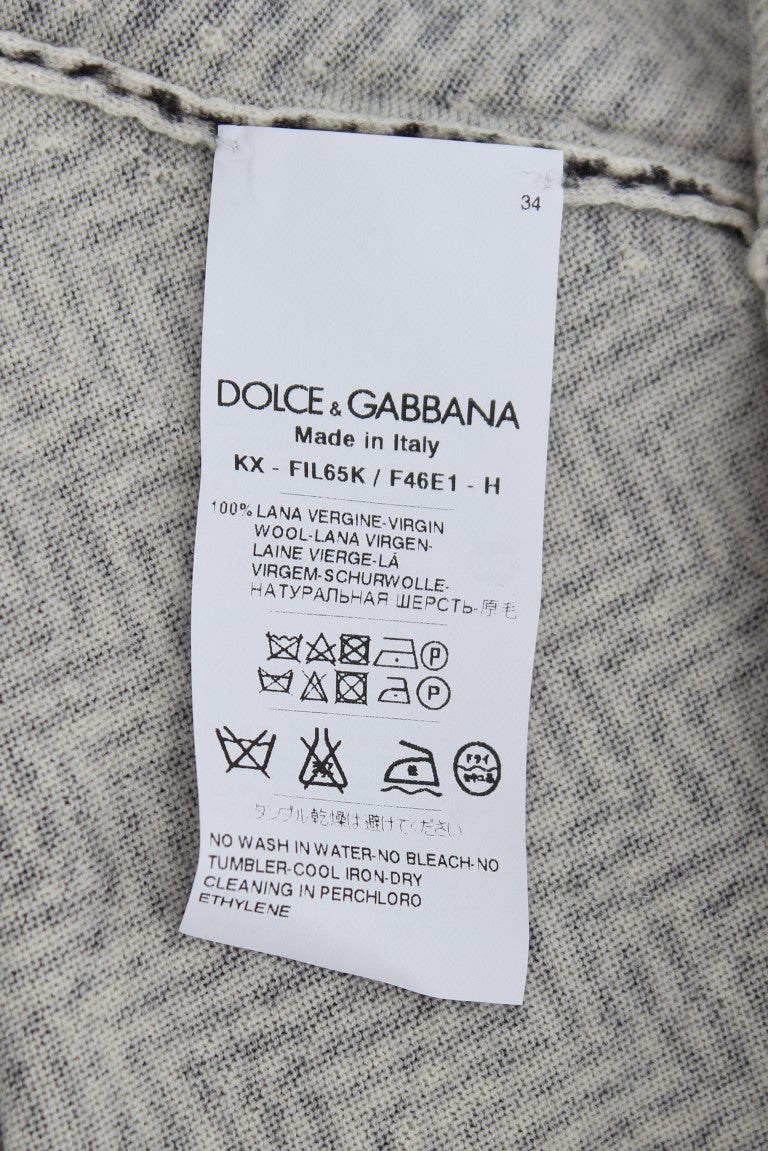 Dolce &amp; Gabbana Black and White Wool Top Cardigan Sweater