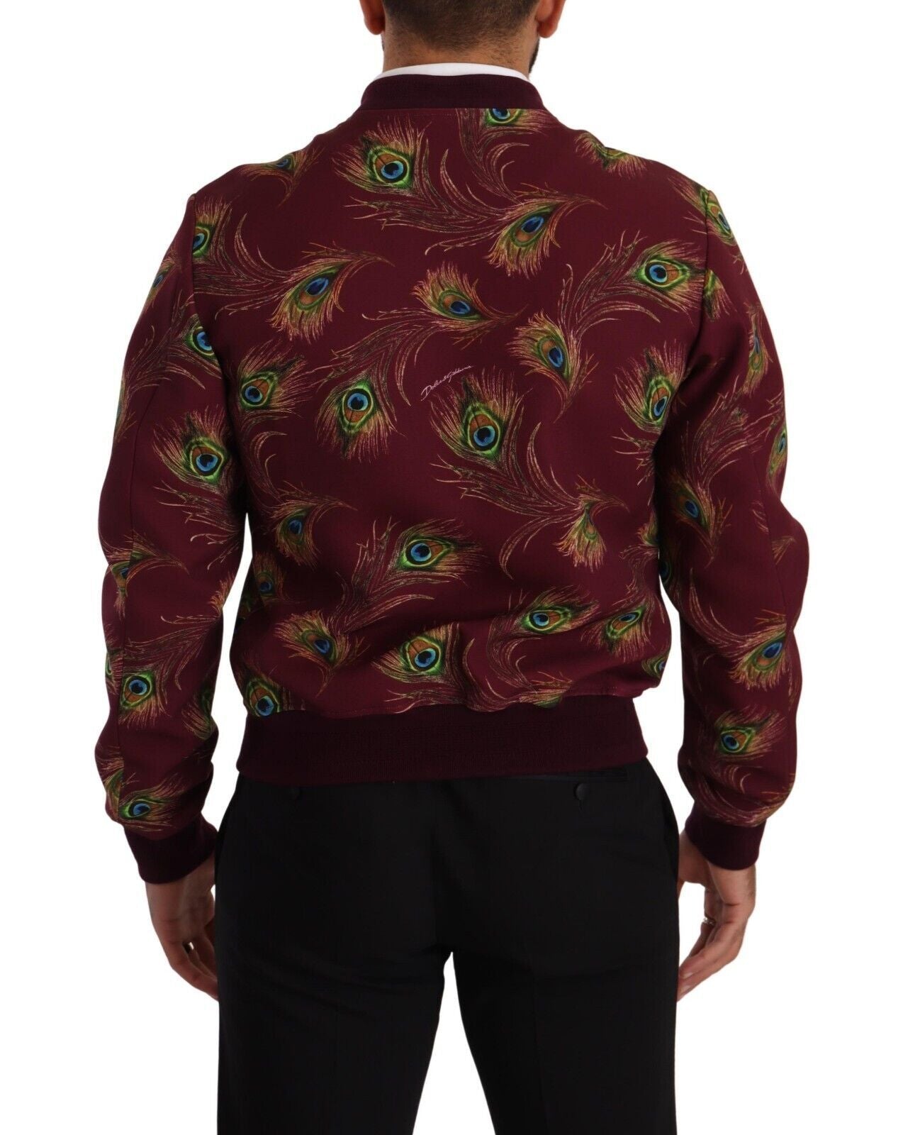 Dolce & Gabbana Rote Peacock Polyester Stretch Full Zip Jacke