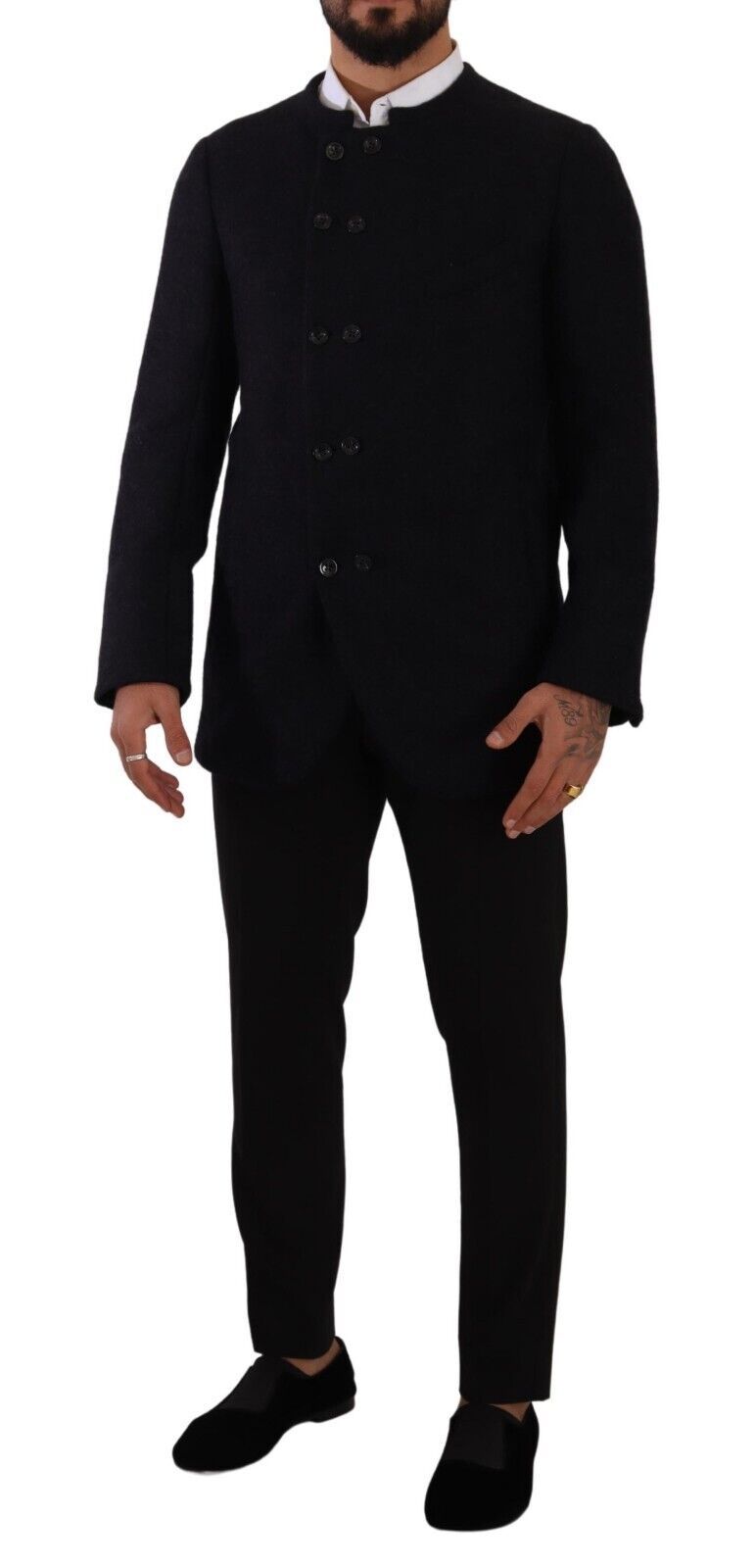 Dolce &amp; Gabbana Grey Alpaca Button Down Men's Coat Jacket