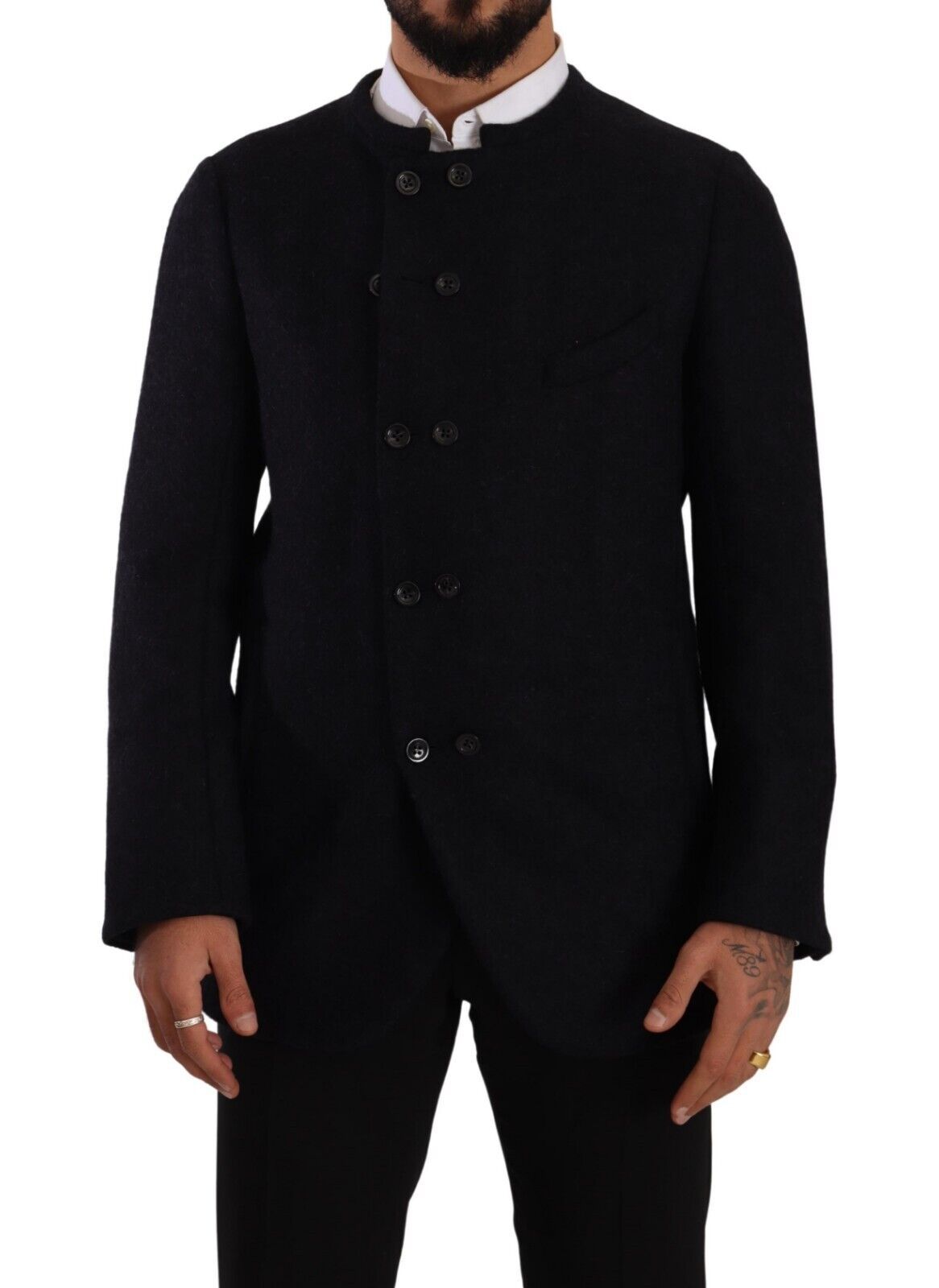 Dolce & Gabbana Graue Alpaka Button Down Männer Mantel Jacke