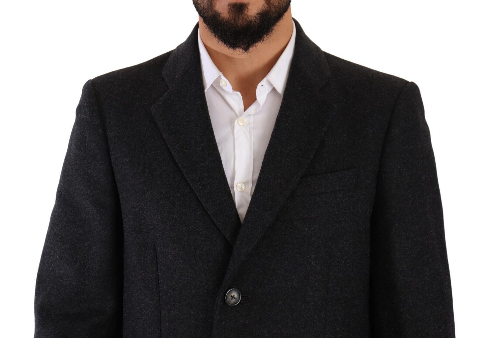 Dolce &amp; Gabbana Dark Grey Wool Over Trench Coat Men Jacket