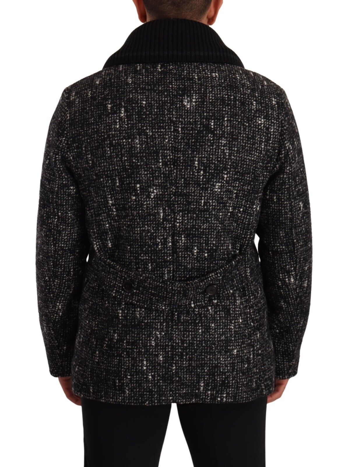 Dolce &amp; Gabbana Black Wool Coat Double Breasted Men's Jacket