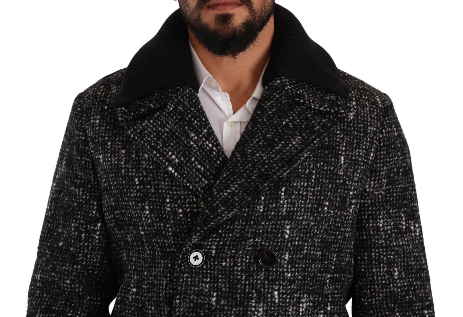 Dolce &amp; Gabbana Black Wool Coat Double Breasted Men's Jacket