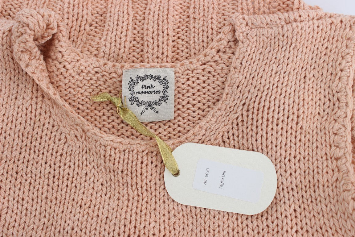 PINK MEMORIES Rosa Strickpullover ohne Ärmel aus Baumwollmischung
