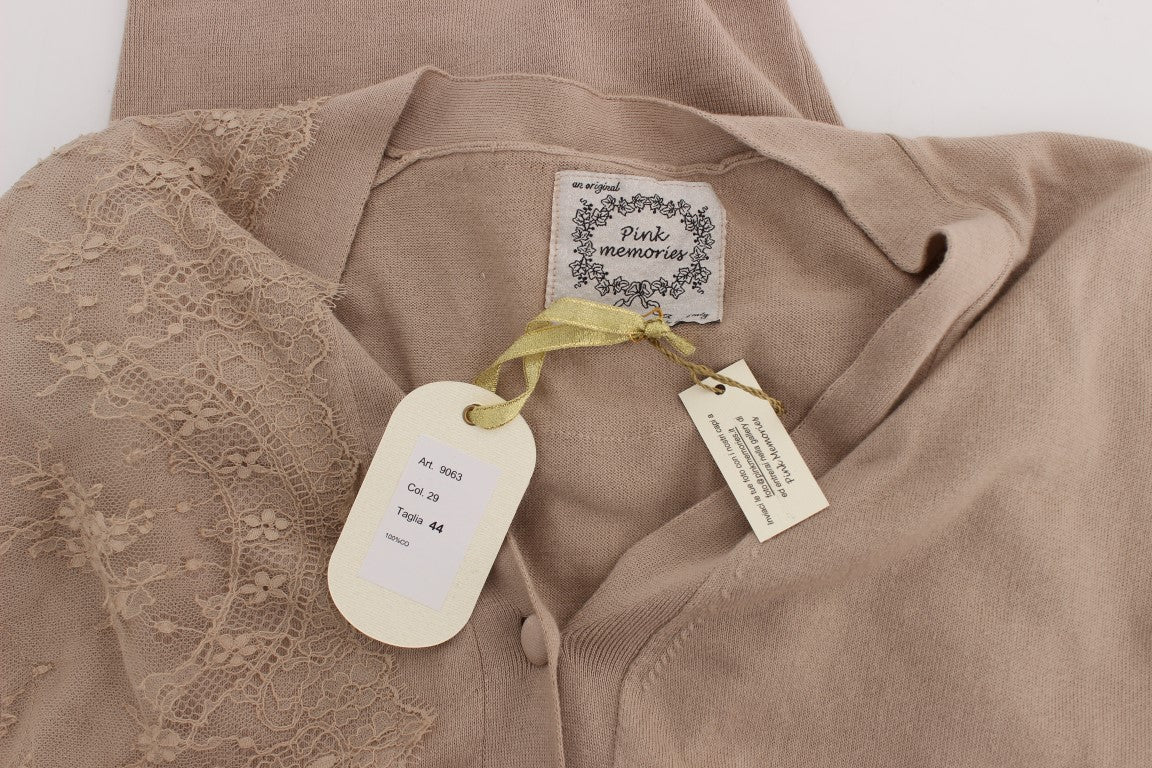 PINK MEMORIES Pink cotton cardigan with lace