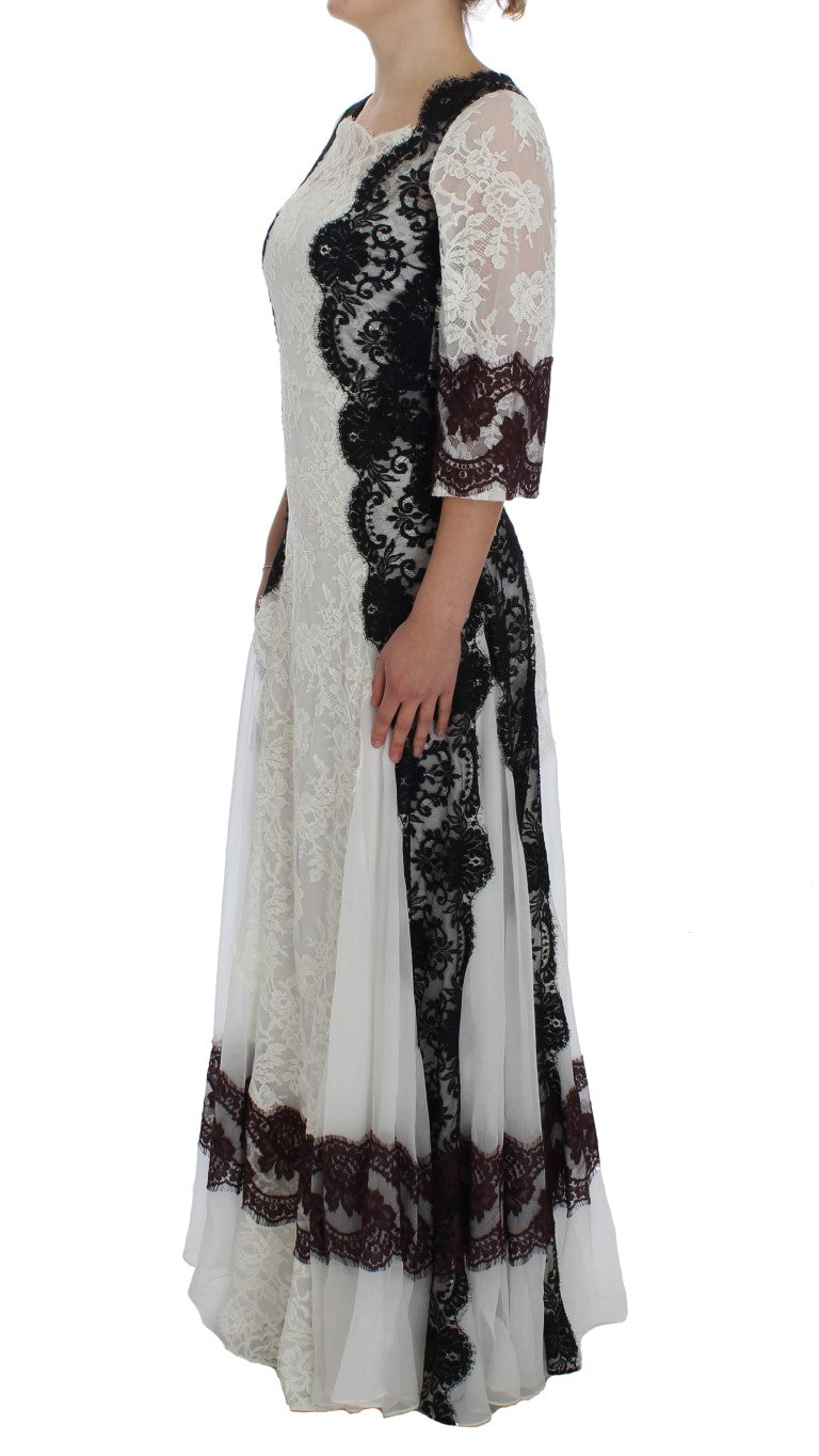 Dolce &amp; Gabbana white floral lace full-length dress