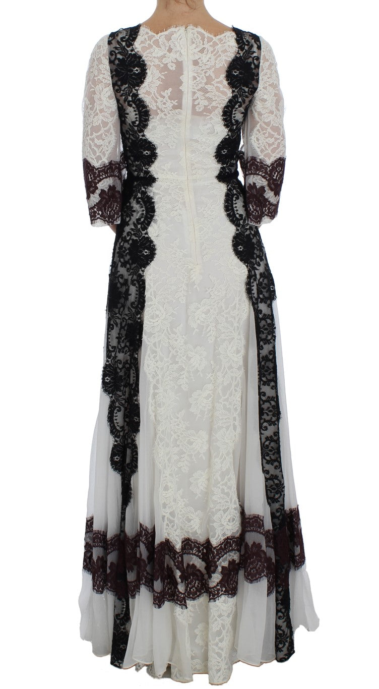 Dolce &amp; Gabbana white floral lace full-length dress