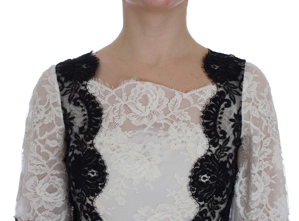 Dolce &amp; Gabbana white floral lace full-length dress