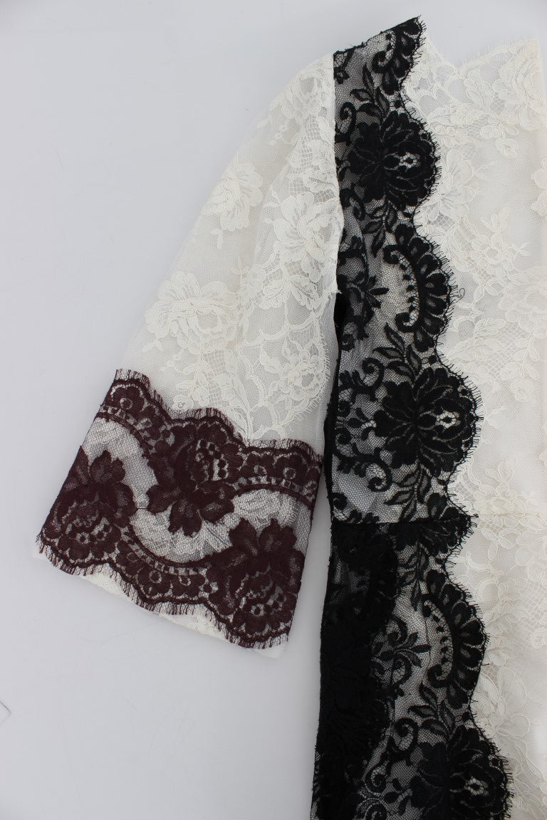 Dolce &amp; Gabbana white floral lace full-length dress