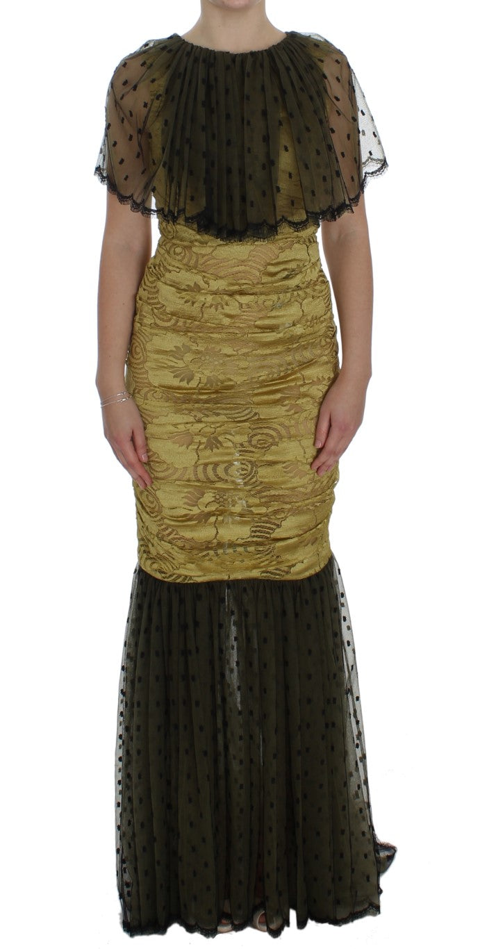 Dolce &amp; Gabbana yellow and black floral lace dress by Ricamo