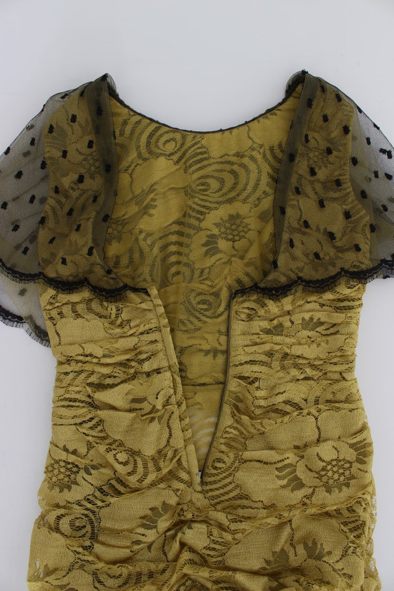 Dolce &amp; Gabbana yellow and black floral lace dress by Ricamo