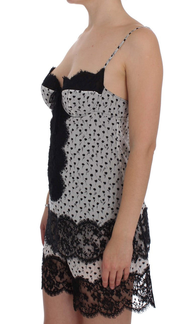 Dolce &amp; Gabbana Siyah İpek Dantel Babydoll İç Giyim Üst