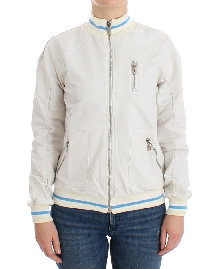 John Galliano White Mock Zip Cardigan Sweatshirt Jumper