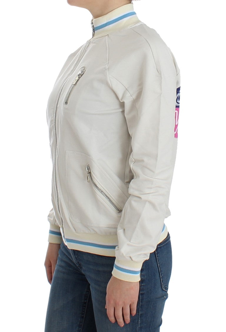 John Galliano White Mock Zip Cardigan Sweatshirt Jumper