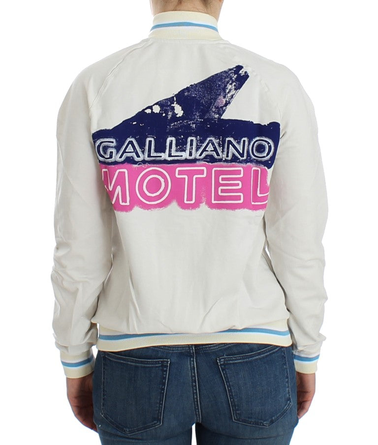 John Galliano White Mock Zip Cardigan Sweatshirt Jumper