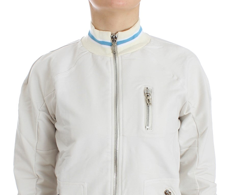 John Galliano White Mock Zip Cardigan Sweatshirt Jumper