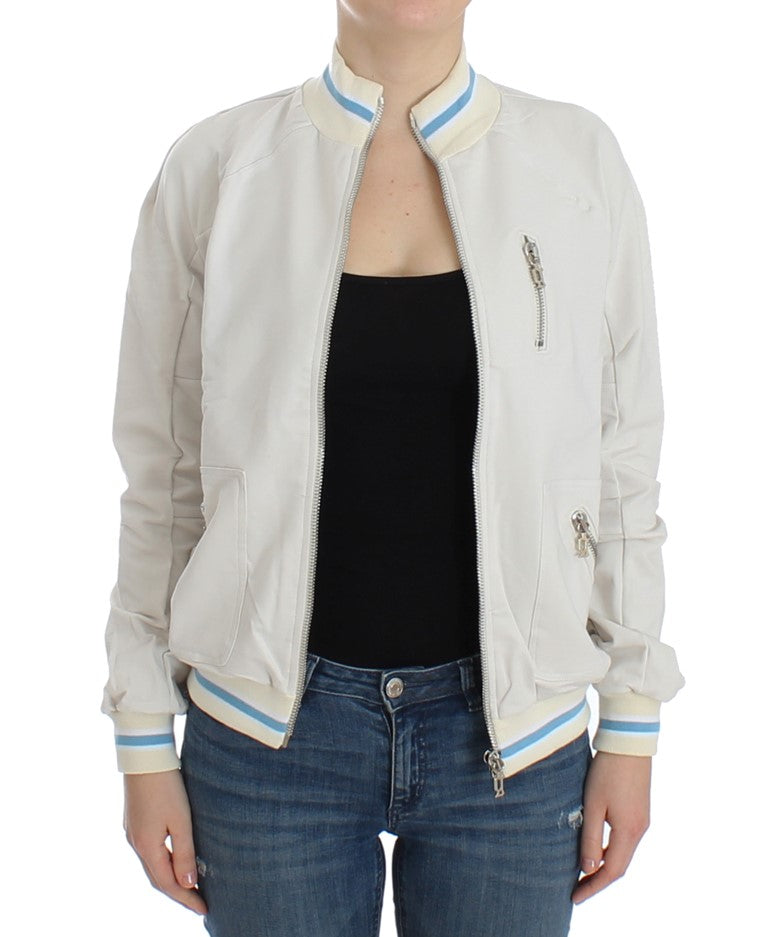 John Galliano White Mock Zip Cardigan Sweatshirt Jumper