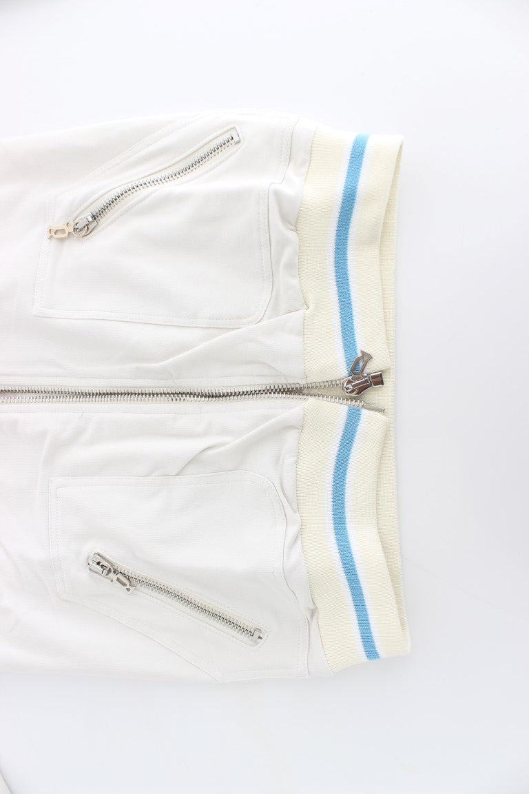 John Galliano White Mock Zip Cardigan Sweatshirt Jumper