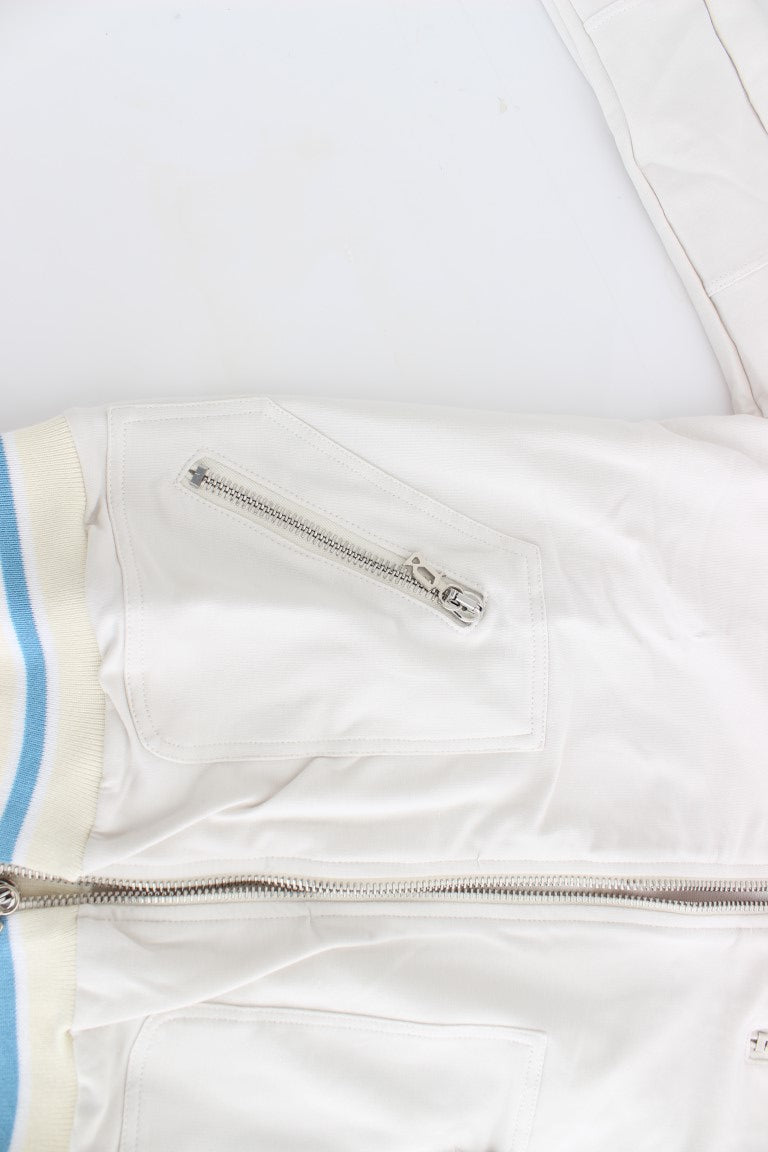 John Galliano White Mock Zip Cardigan Sweatshirt Jumper