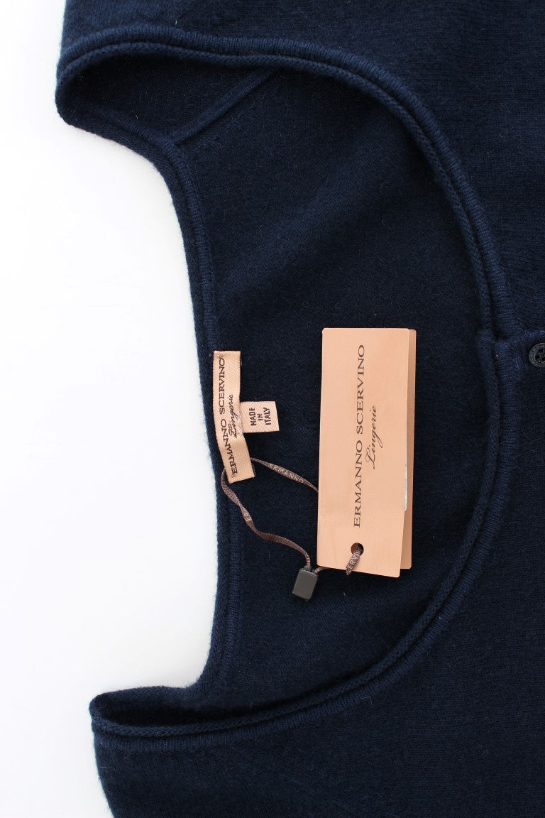 Ermanno Scervino Blauer Kaschmir-Kardigan-Pullover