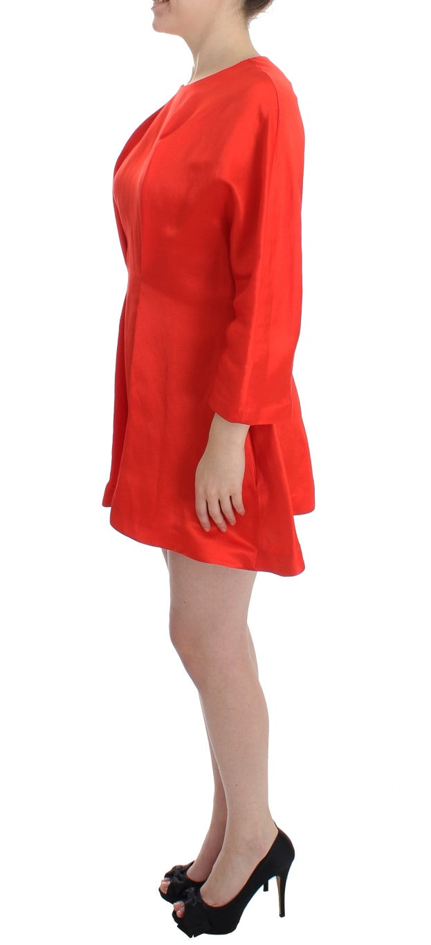 Fyodor Golan Red 3/4-Sleeve Linen Mini Sheath Dress