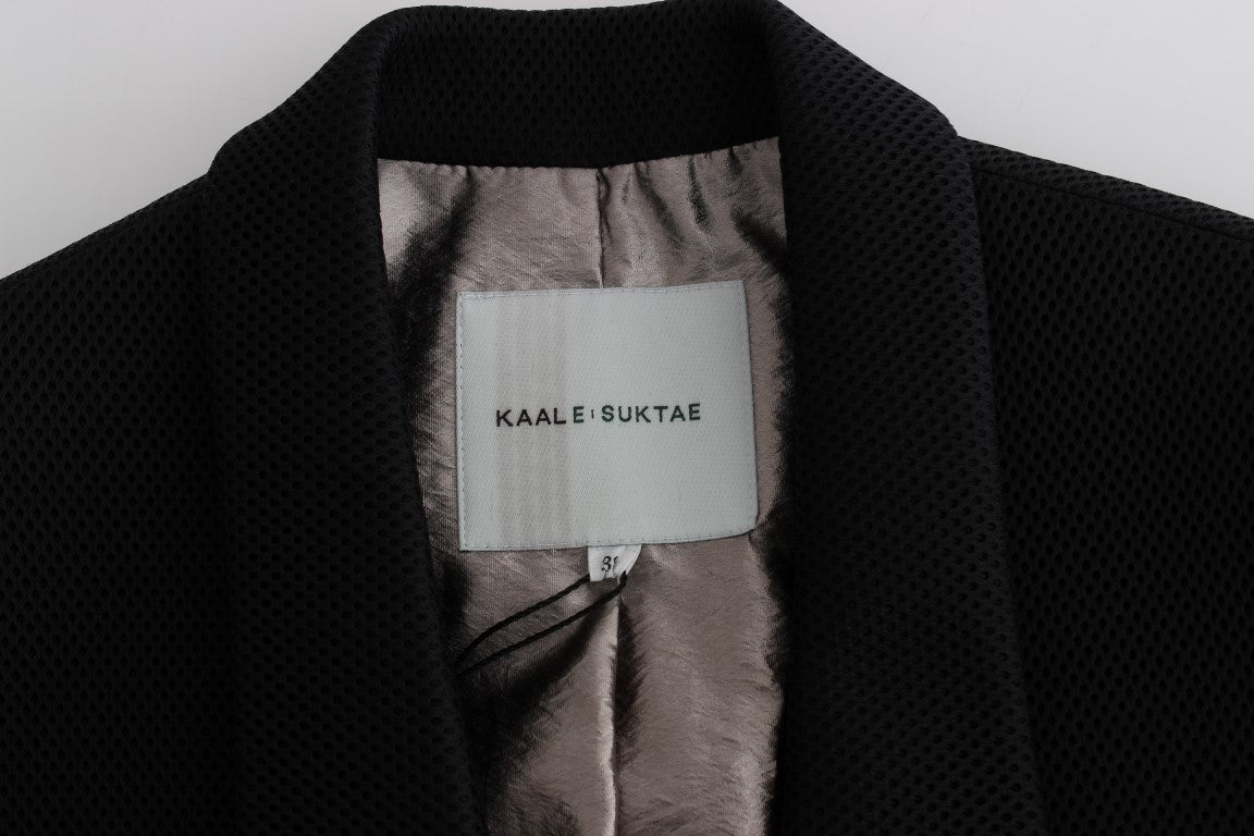 KAALE SUKTAE Siyah Trençkot Uzun Drapeli Ceket Blazer