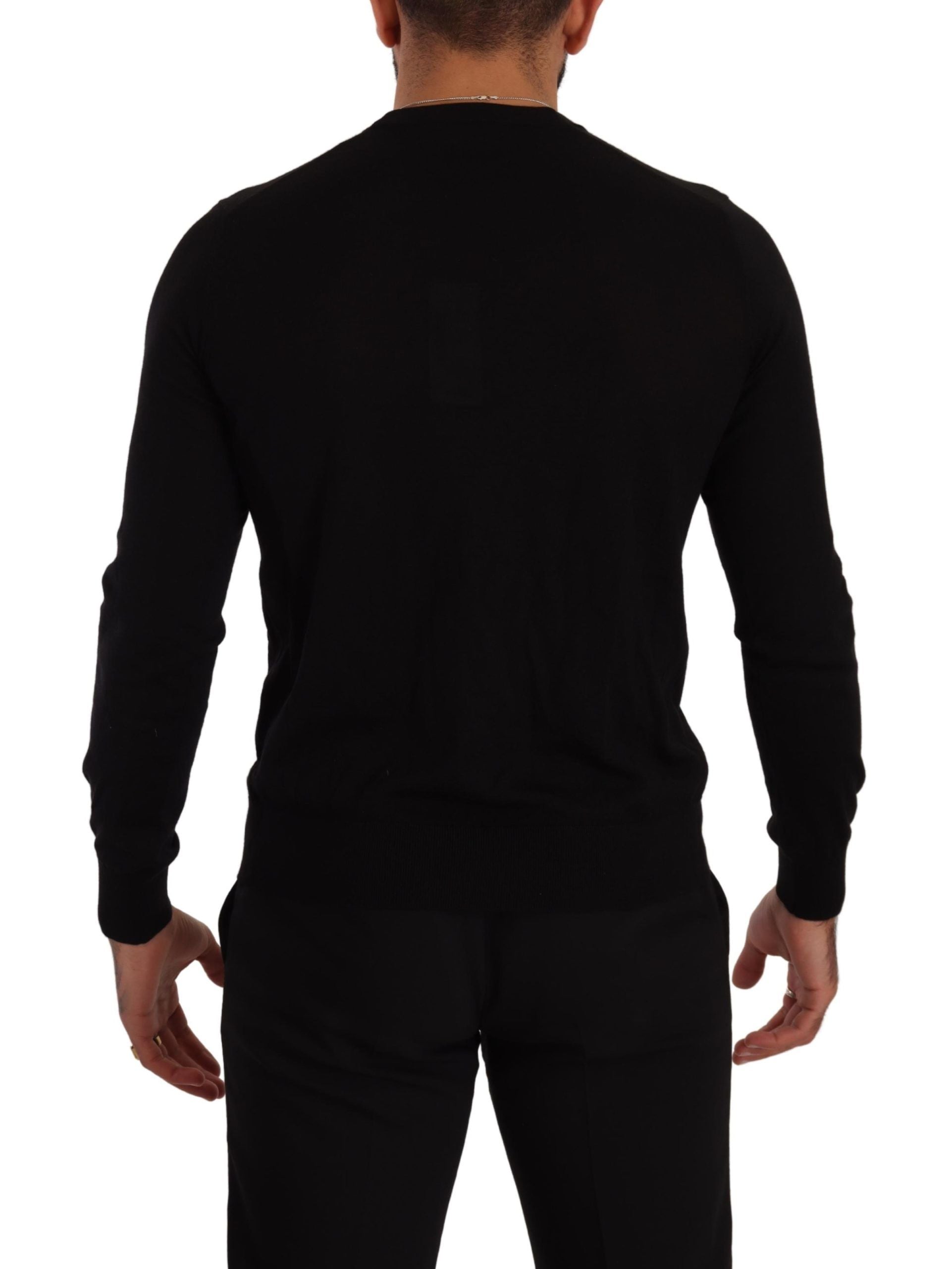 Dolce &amp; Gabbana Black button-front cashmere knit sweater