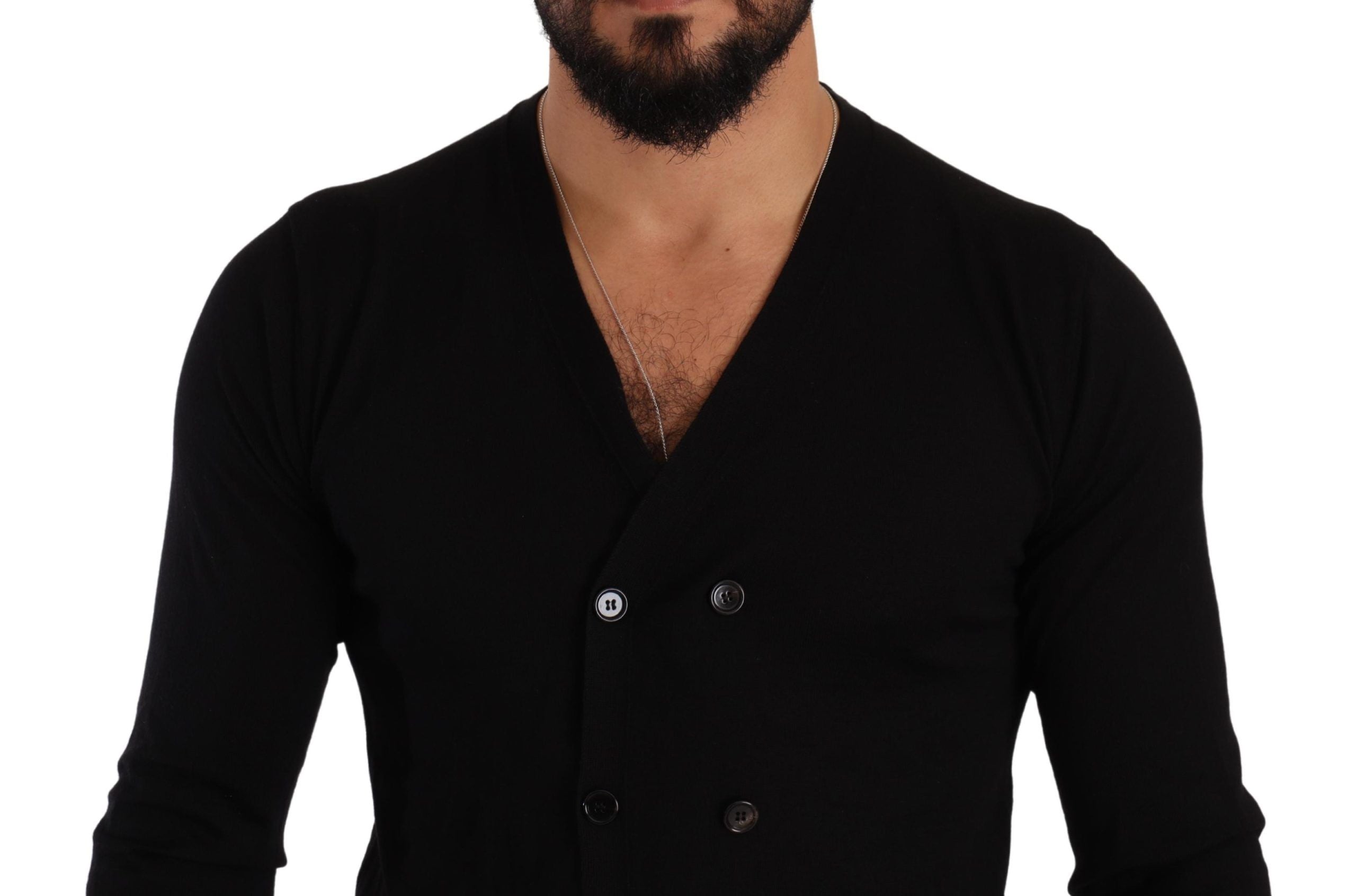 Dolce &amp; Gabbana Black button-front cashmere knit sweater