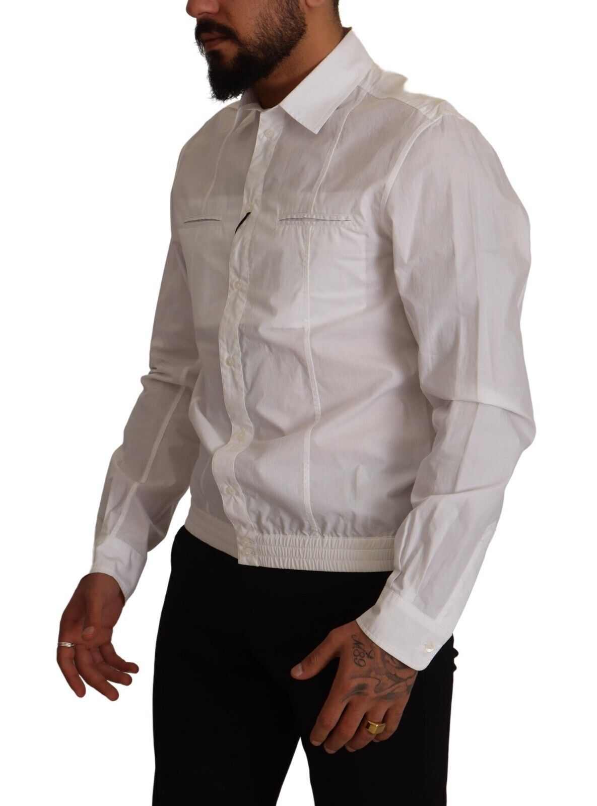 Dolce &amp; Gabbana White cotton collared button shirt for men
