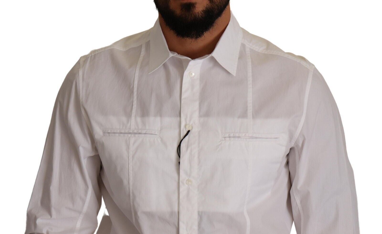 Dolce &amp; Gabbana White cotton collared button shirt for men