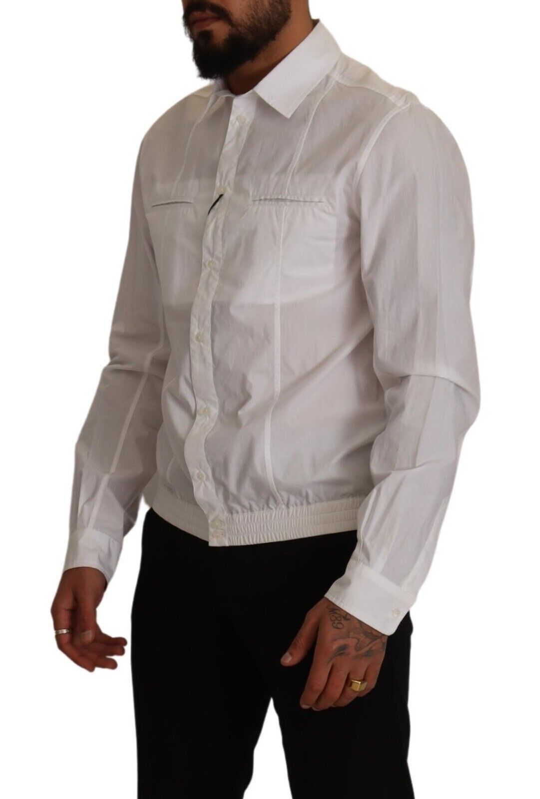 Dolce &amp; Gabbana White cotton collared button shirt for men