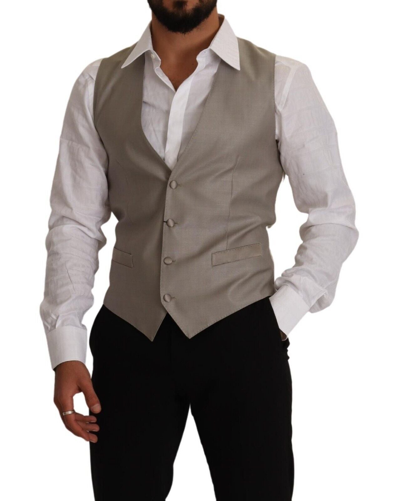 Dolce &amp; Gabbana beige single-breasted wool vest