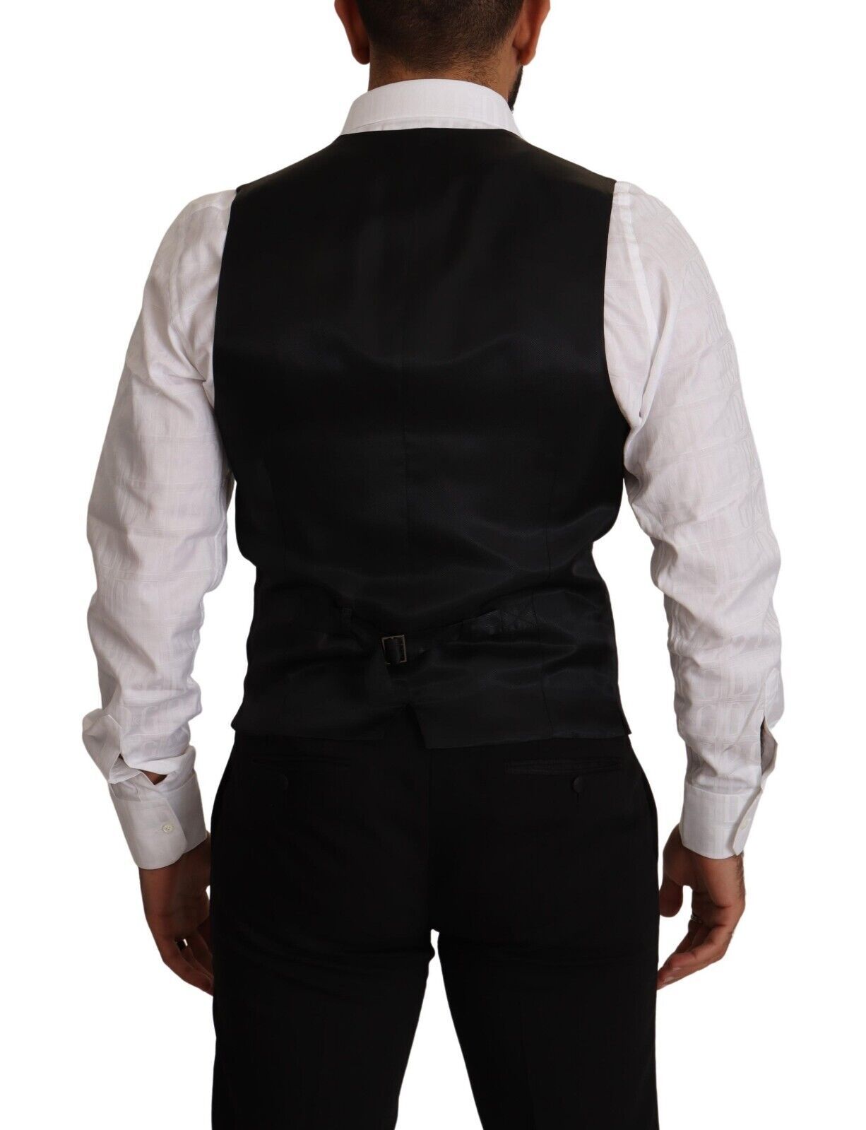 Dolce & Gabbana Blau gestreifte Woll-Stretchweste Weste