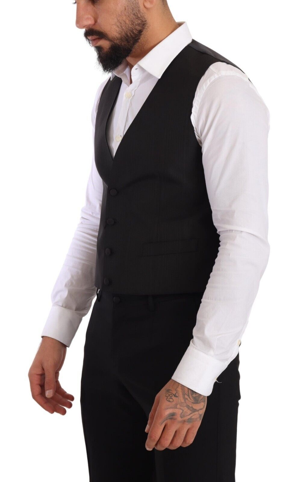 Dolce & Gabbana Graue Seidenweste Slim Fit Weste Formal Vest