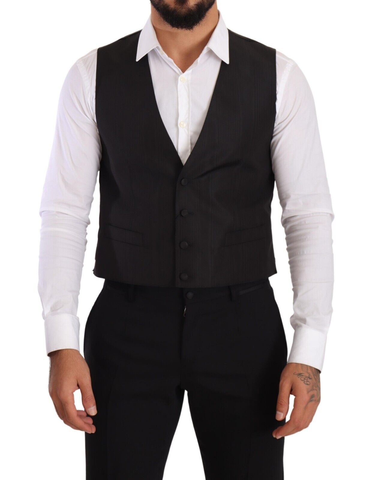 Dolce & Gabbana Graue Seidenweste Slim Fit Weste Formal Vest