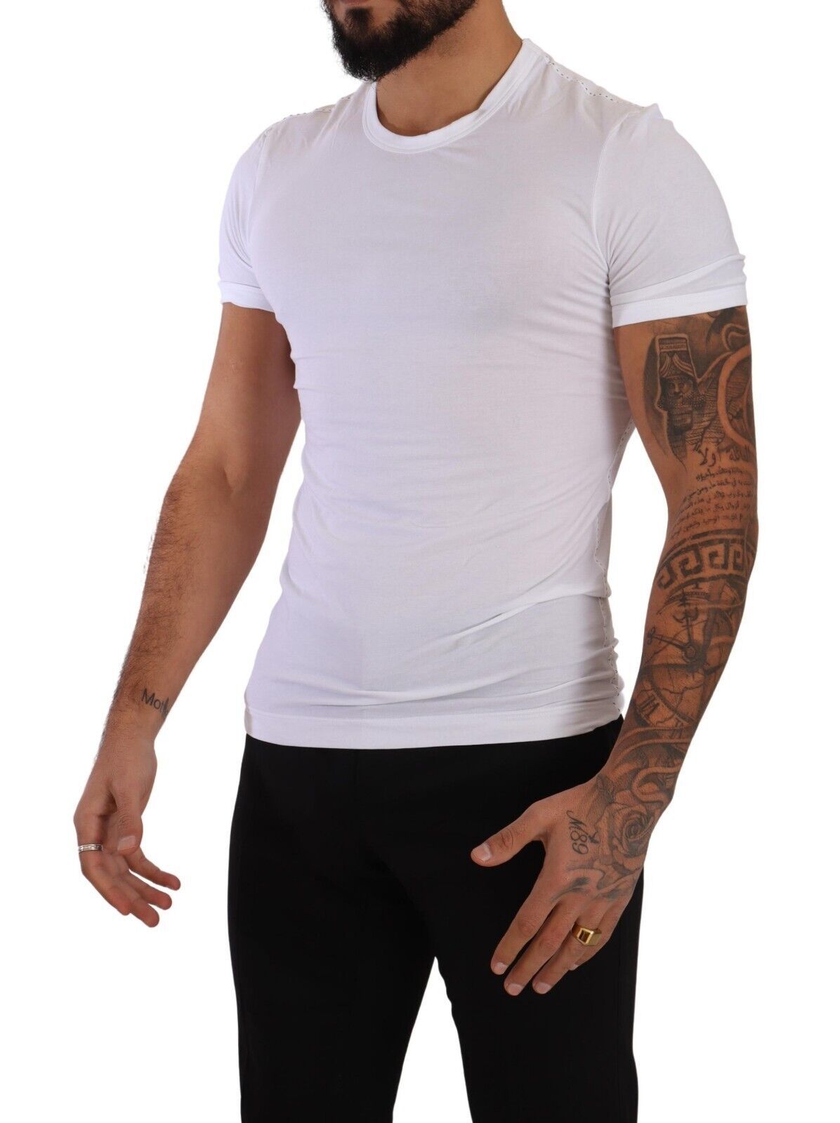 Dolce &amp; Gabbana White Cotton Stretch Crew Neck T-Shirt Underwear