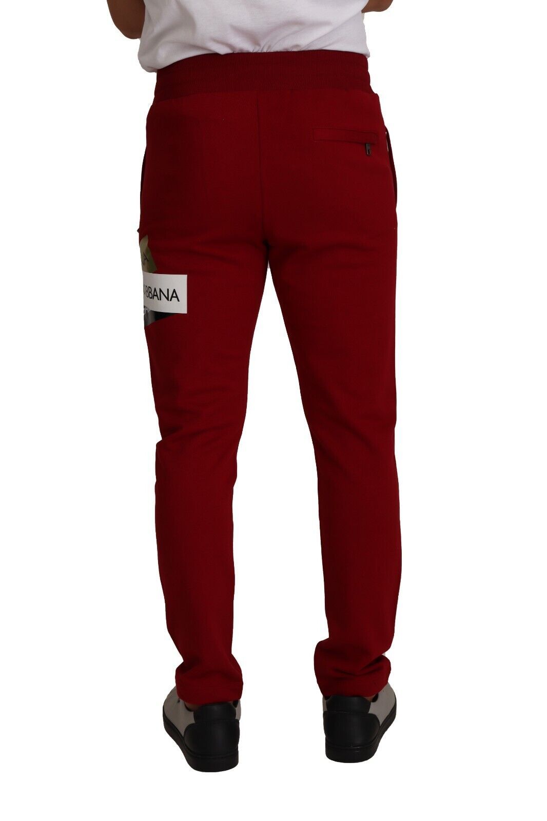 Dolce &amp; Gabbana Red Cotton Logo Patch Sweatpants