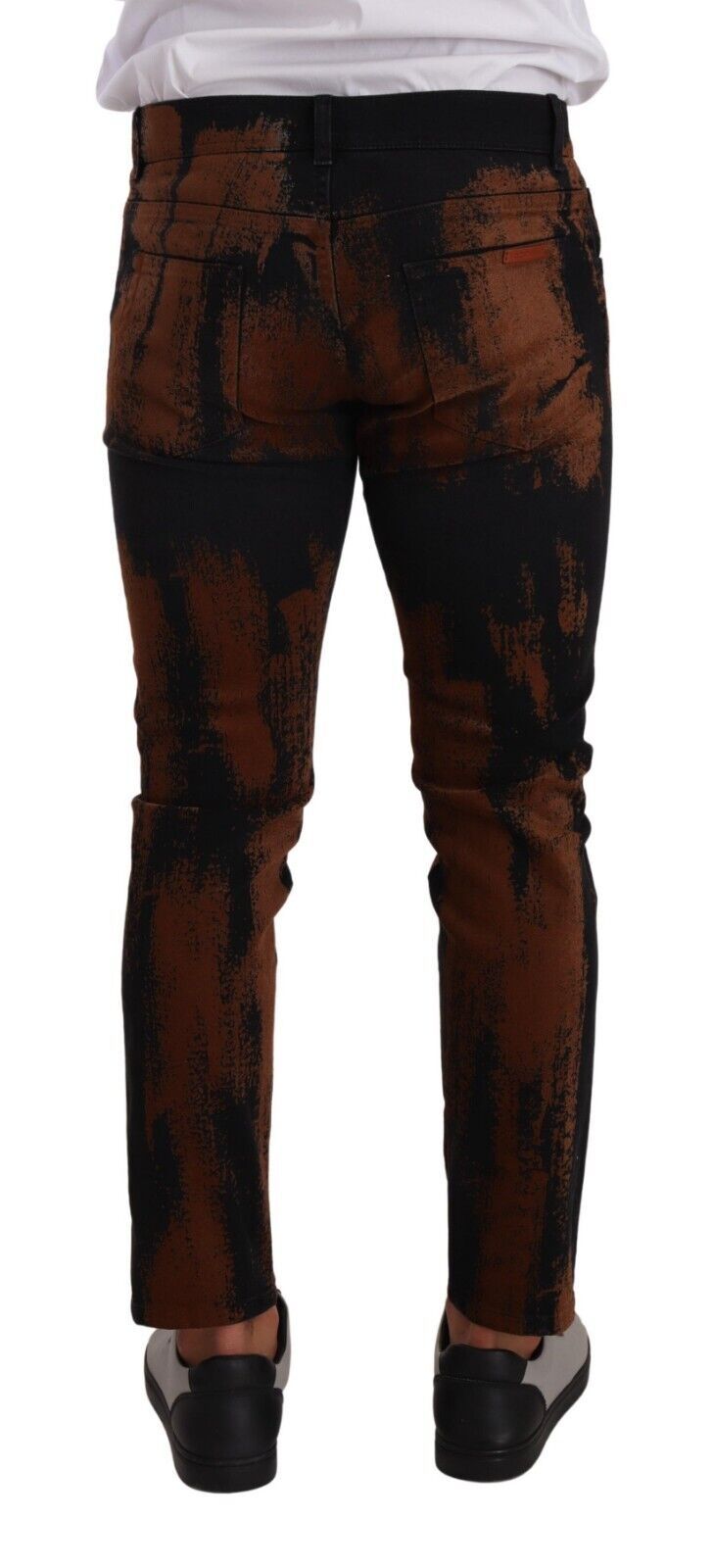 Dolce &amp; Gabbana Black-Brown Tie-Dye Cotton Skinny Denim Jeans
