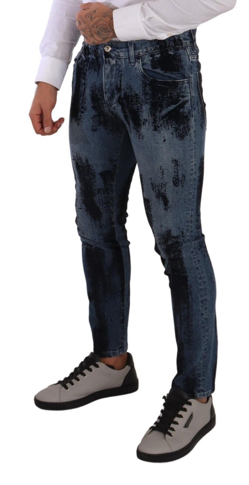 Dolce &amp; Gabbana Blue-Black Cotton Skinny Denim Jeans