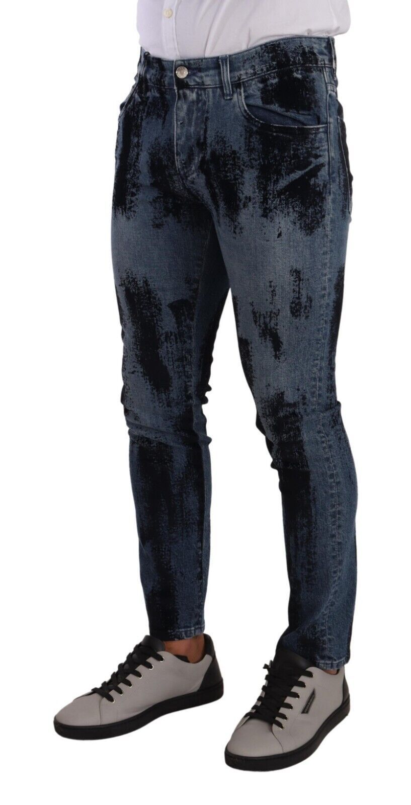 Dolce &amp; Gabbana Blue-Black Cotton Skinny Denim Jeans