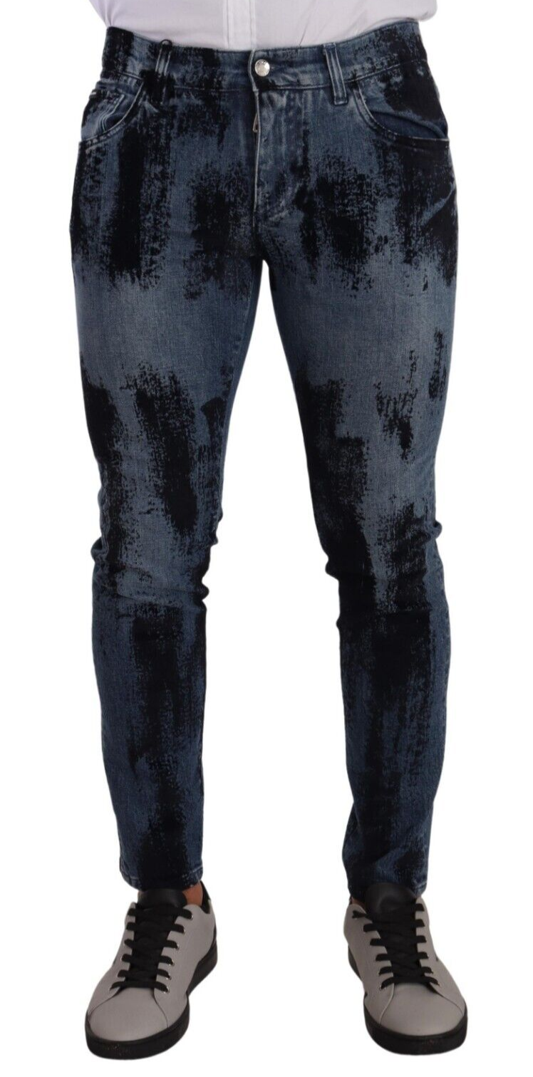 Dolce &amp; Gabbana Blue-Black Cotton Skinny Denim Jeans